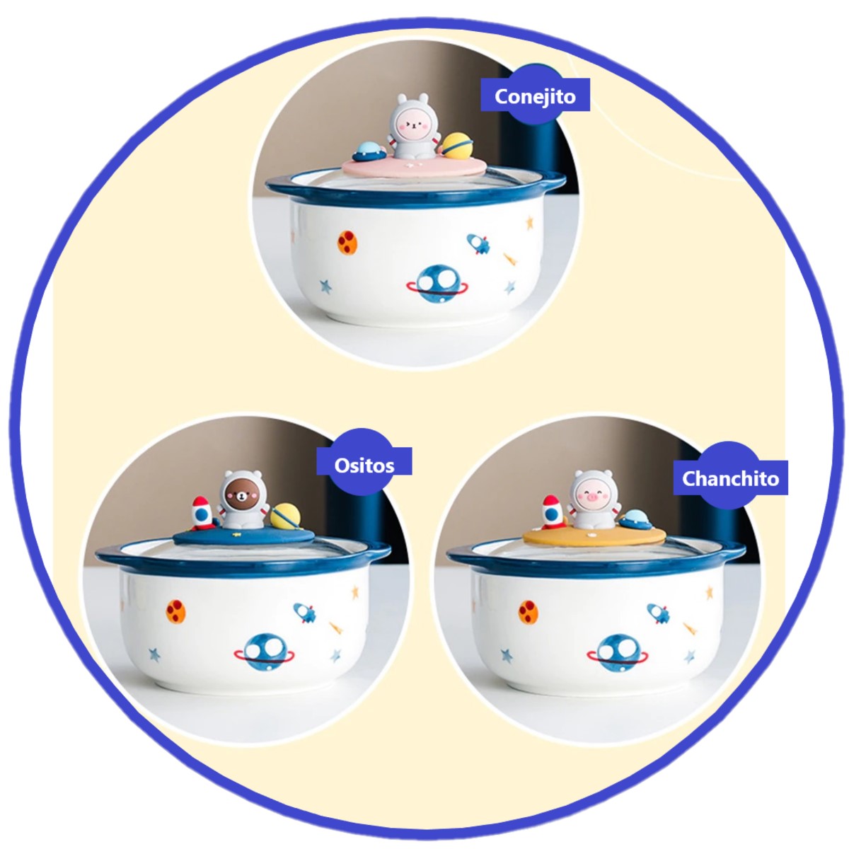 Bowl tipo olla cerámica para sopa fideos ramen