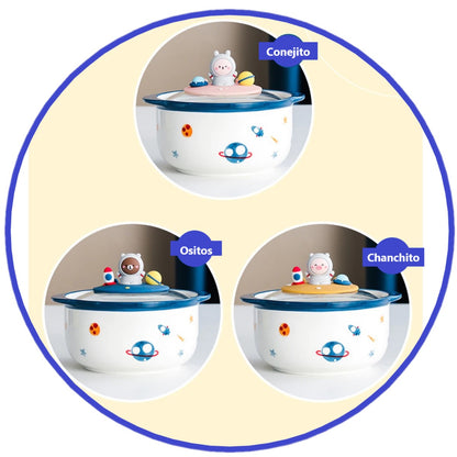 Bowl tipo olla cerámica para sopa fideos ramen