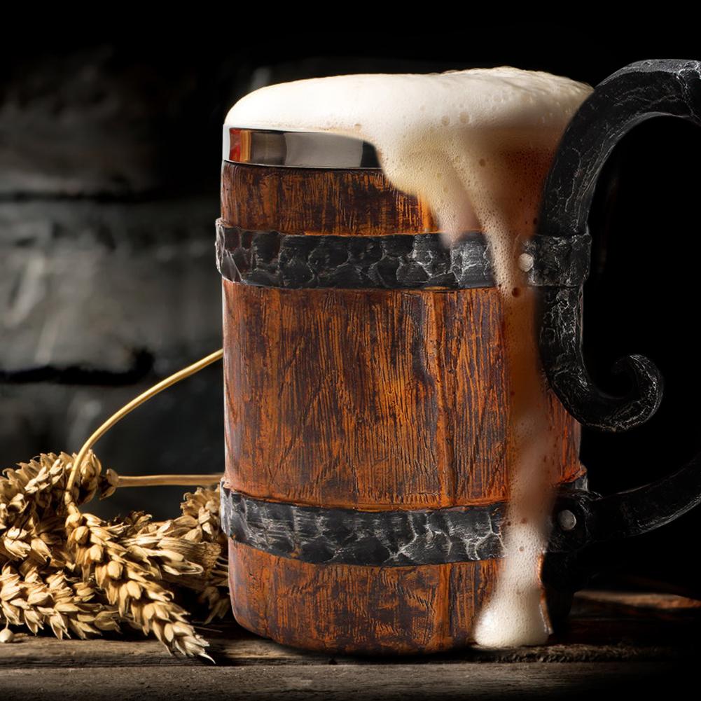 Tazón 3d resina imitación Barril de cerveza madera Vikingo