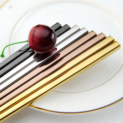 Par Palillos De Sushi Arcoiris Acero Inoxidable Kuai Zi