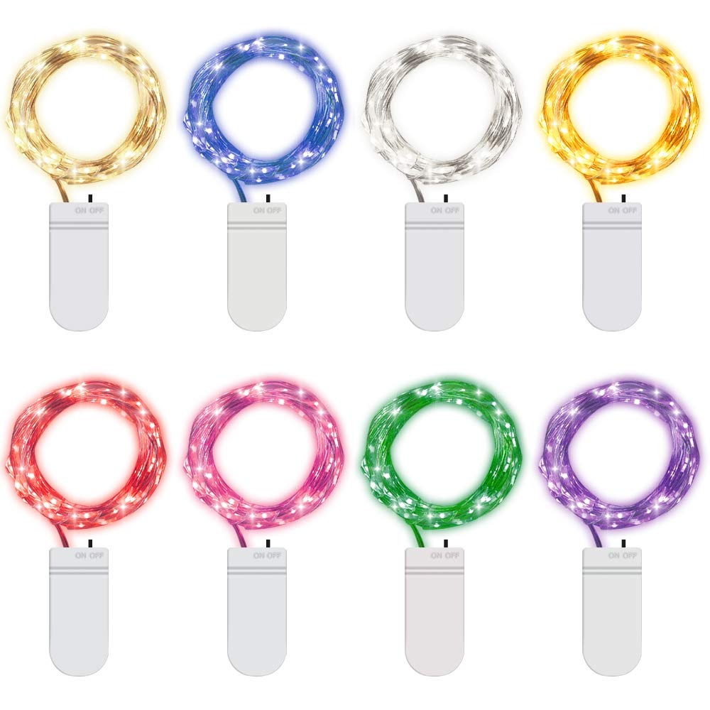 Pack 8 luces hadas colores 2 metros pilas incluidas