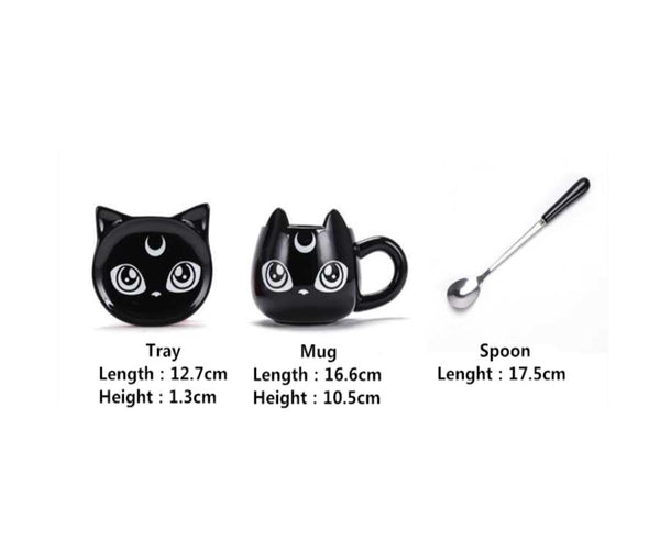 Tazon Xl gato negro luna creciente Sailor moon plato cuchara