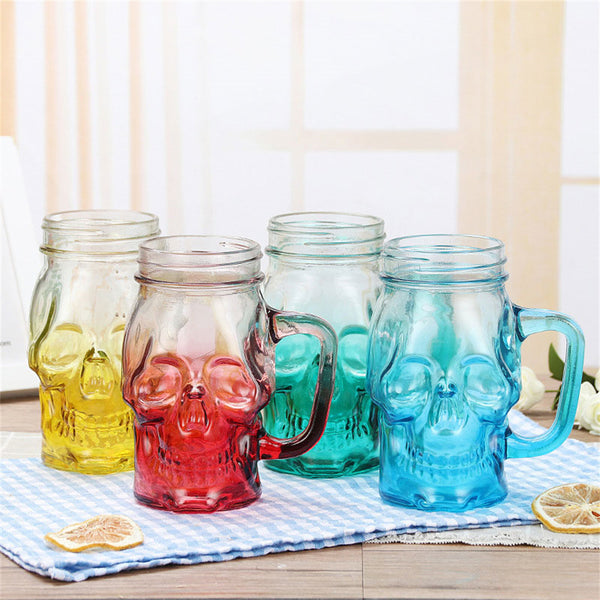 Vaso Jarro Mason en forma de calavera c/ bombilla
