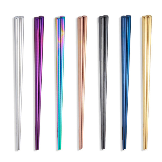 Par Palillos De Sushi Arcoiris Acero Inoxidable Kuai Zi
