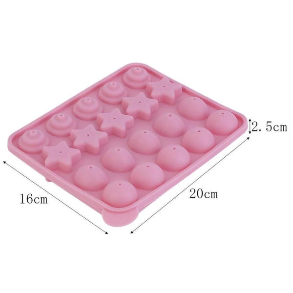 Molde de Silicona 20 Cake pop estrella corazon cupcake