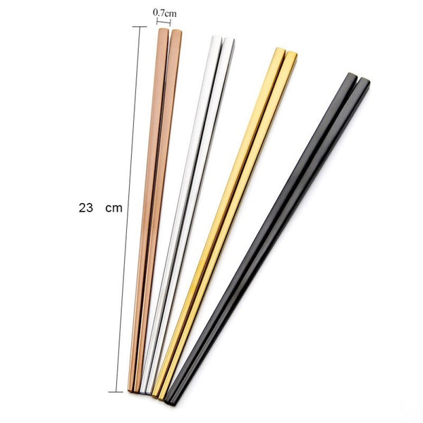 Par Palillos De Sushi Arcoiris Acero Inoxidable Kuai Zi