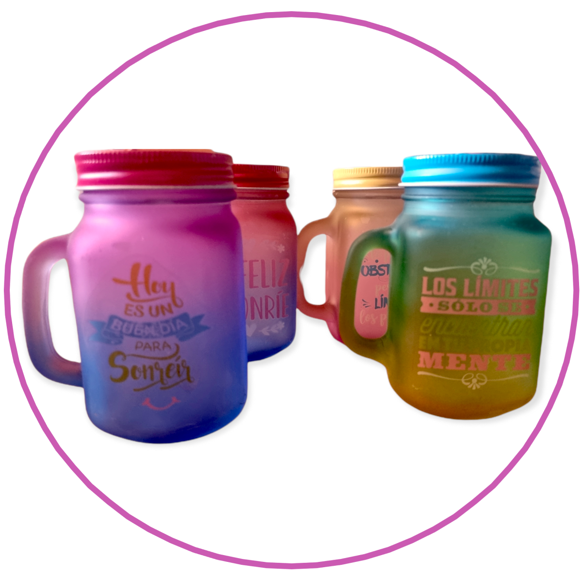 4 Jarro Vaso Arcoiris Unicornio C/bombilla Candy (estoykuku)