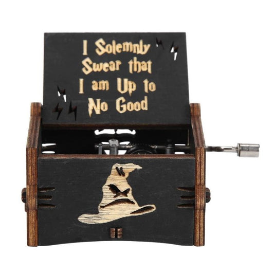 Caja Musical Madera harry potter negra grabada y tallada