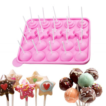 Molde de Silicona 20 Cake pop estrella corazon cupcake