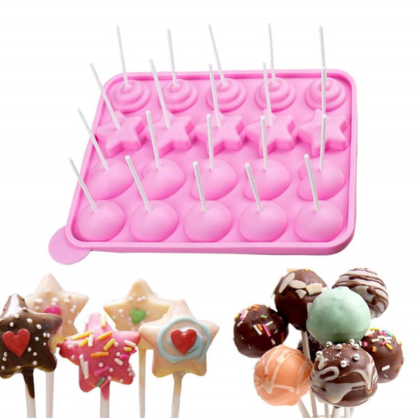 Molde de Silicona 20 Cake pop estrella corazon cupcake