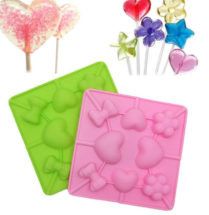 Molde silicona dulce paleta corazón estrella corazón oso