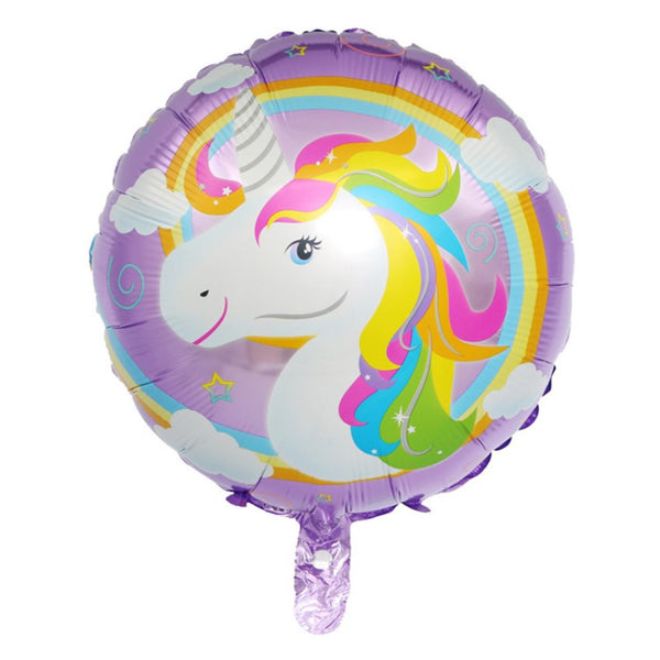 Globo Unicornio Metalico Redondo Pequeño Kawaii  Cumpleaños