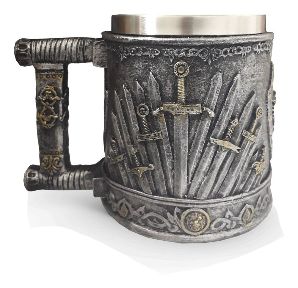 Taza Tazón resina Metálico espadas medievales GOT estoykuku