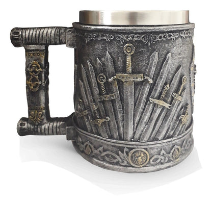 Taza Tazón resina Metálico espadas medievales GOT estoykuku