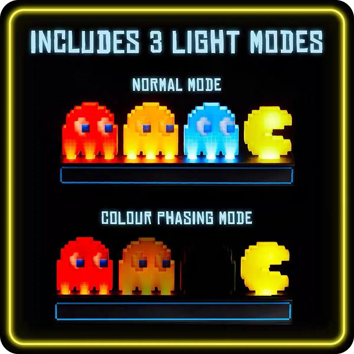 Lámpara 3D led Pac-Man y Fantasmas gamer retro pacman